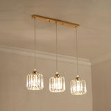 Modern 3-Light Crystal Gold Cube Island Ceiling Light Image - 7