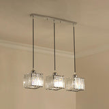 Modern 3-Light Crystal Gold Cube Island Ceiling Light Image - 9