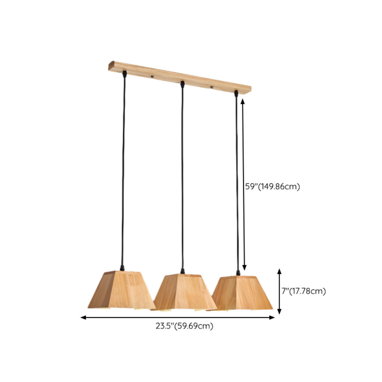 Modern 3-Light Geometric Wooden Island Pendant Lights 