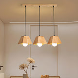 Modern 3-Light Geometric Wooden Island Pendant Lights Image - 3