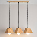 Modern 3-Light Geometric Wooden Island Pendant Lights Image - 6