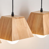 Modern 3-Light Geometric Wooden Island Pendant Lights Image - 8