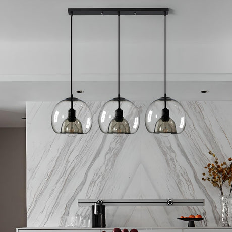 Modern 3-Light Glass Dome Kitchen Island Pendant Light Image - 1