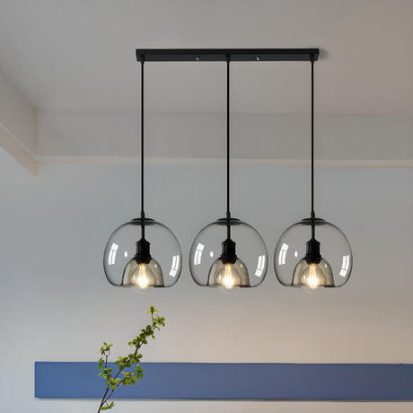 Modern 3-Light Glass Dome Kitchen Island Pendant Light Image - 2