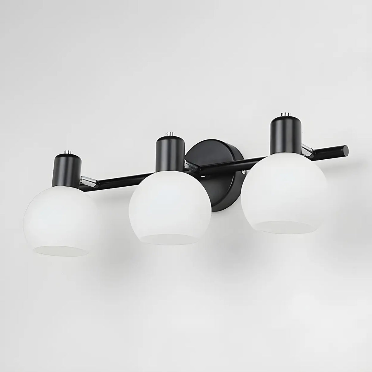 Modern 3-Light Glass Globe Black Vanity Light Fixture Image - 10