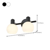 Modern 3-Light Glass Globe Black Vanity Light Fixture #size