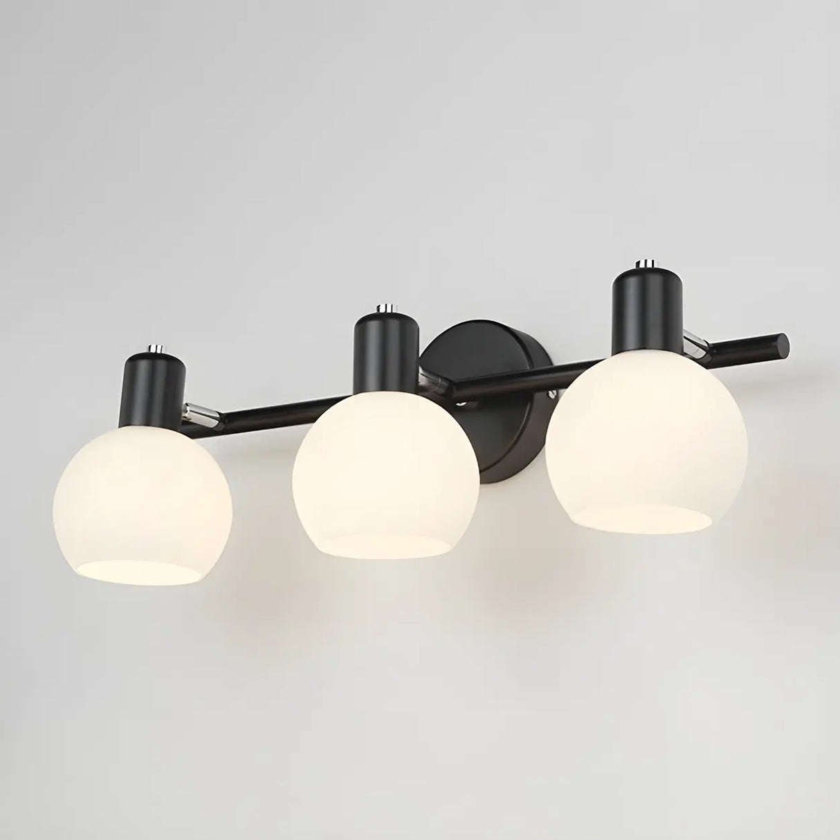 Modern 3-Light Glass Globe Black Vanity Light Fixture Image - 3