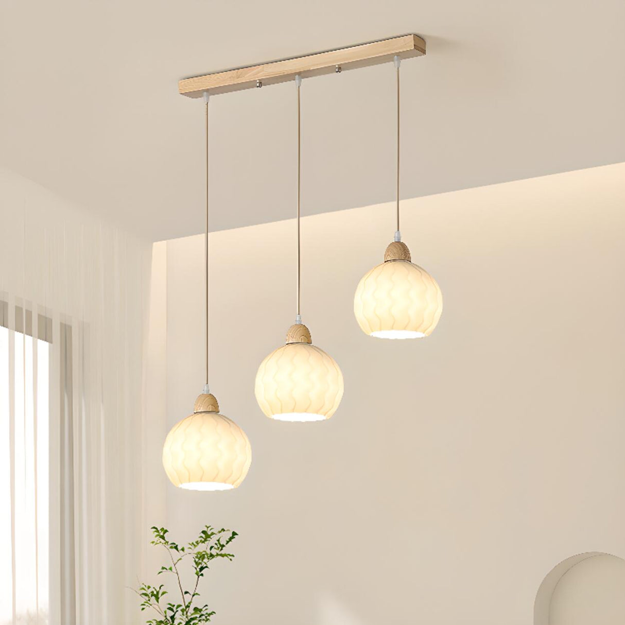 Modern 3-Light Glass Globe Island Pendant Lights Image - 1