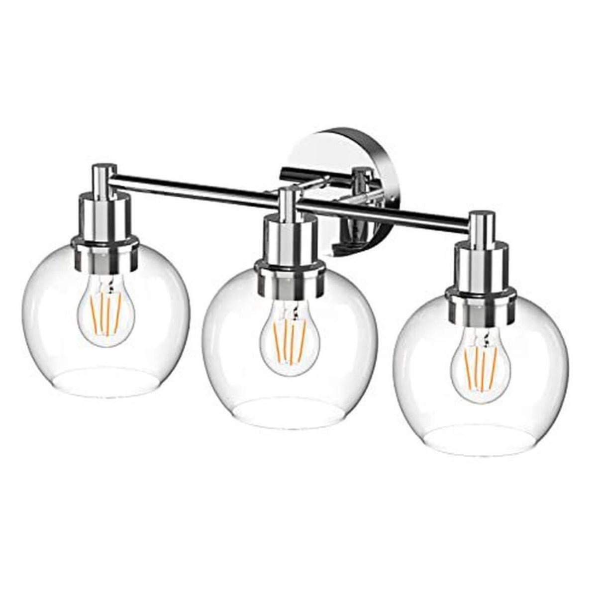 Modern 3-Light Globe Clear Glass Gold Vanity Light Image - 4