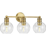 Modern 3-Light Globe Clear Glass Gold Vanity Light Image - 6