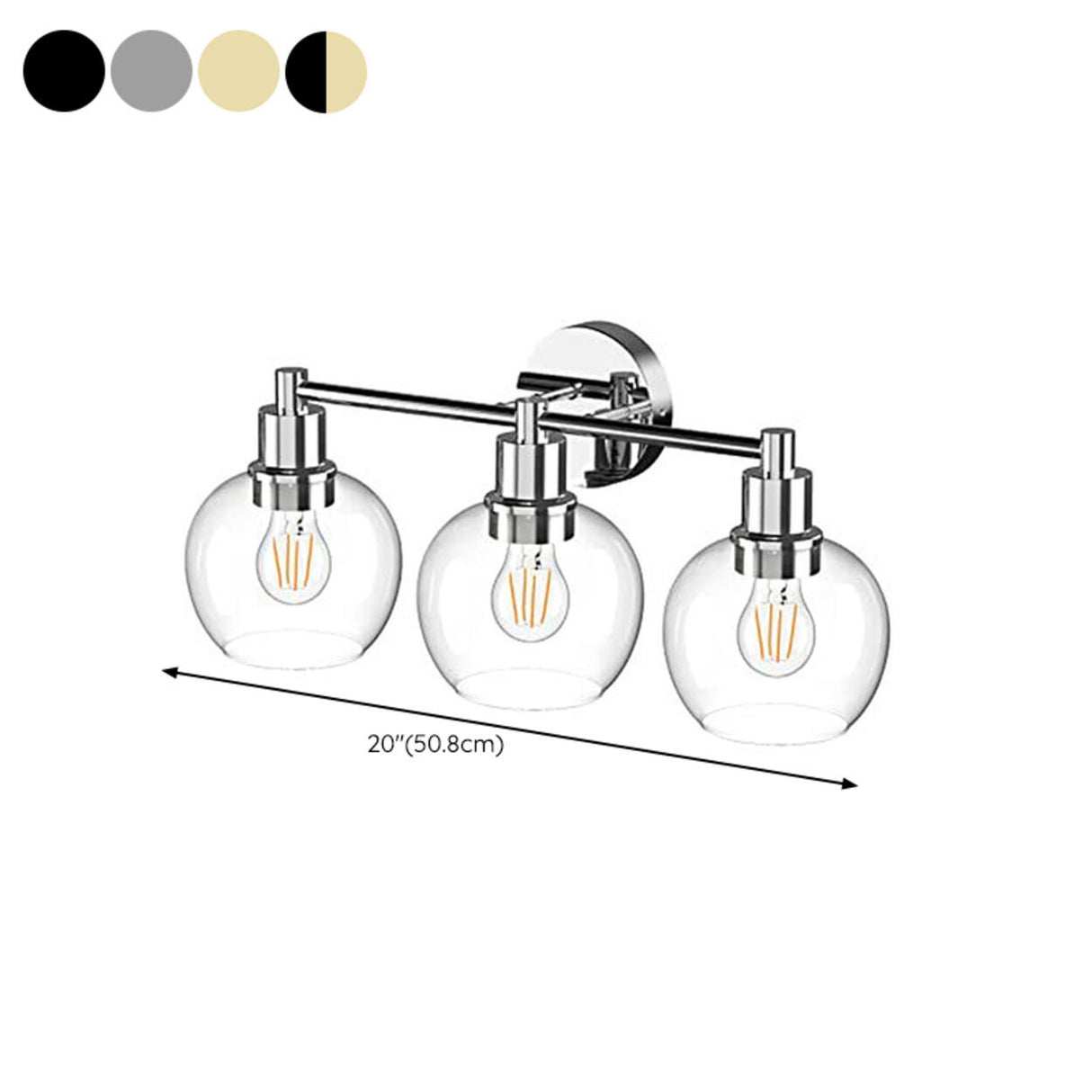 Modern 3-Light Globe Clear Glass Gold Vanity Light 