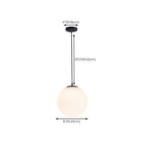 Modern 3 Light Globe White Glass Dining Room Pendant Light #size