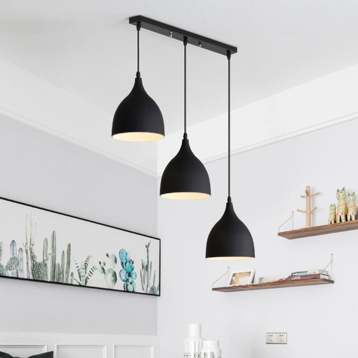 Modern 3-Light Sliver Geometric Island Pendant Light Image - 4