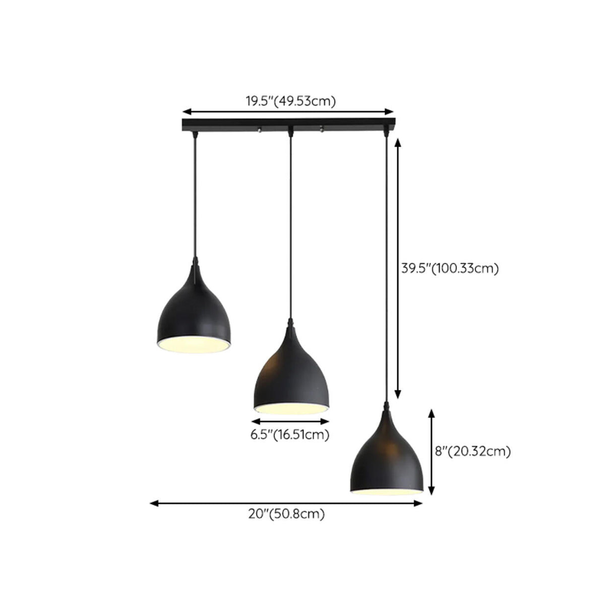 Modern 3-Light Sliver Geometric Island Pendant Light 