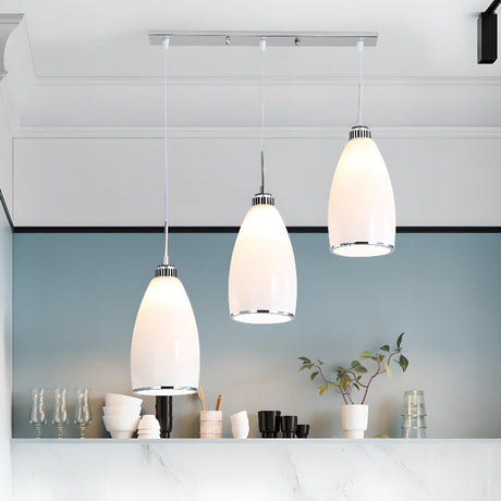 Modern 3-Light White Glass Pendant Island Lighting Image - 1