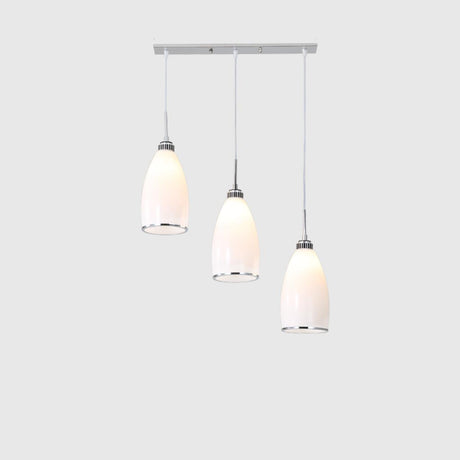 Modern 3-Light White Glass Pendant Island Lighting Image - 2