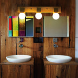 Modern 3-Light Wood Square Bathroom Vanity Light  Image - 5