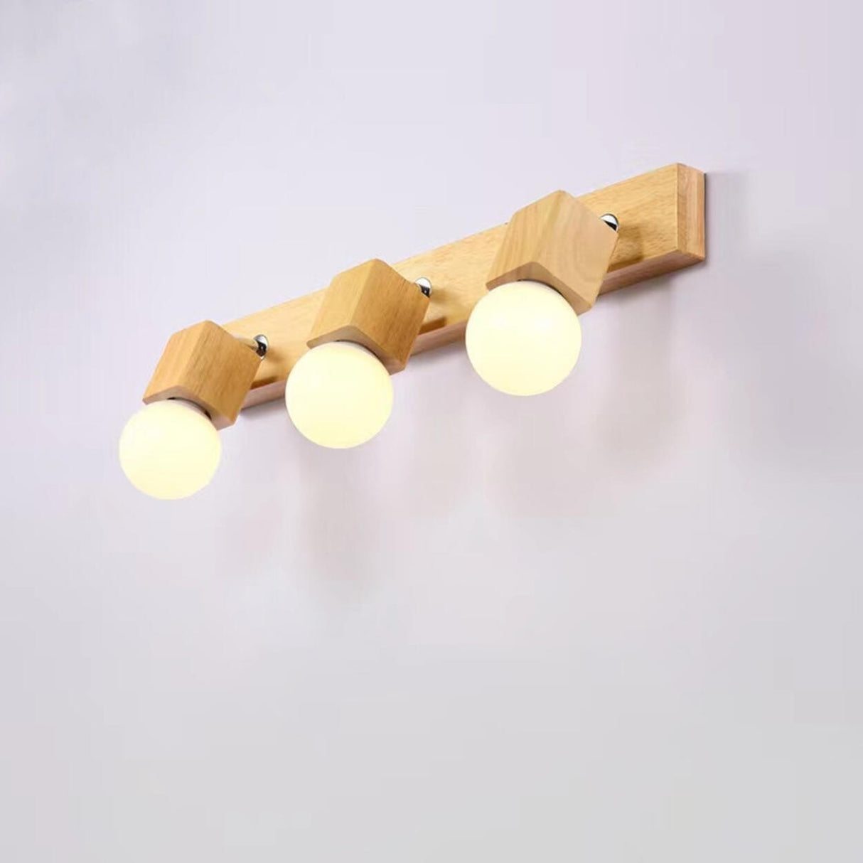 Modern 3-Light Wood Square Bathroom Vanity Light  Image - 7