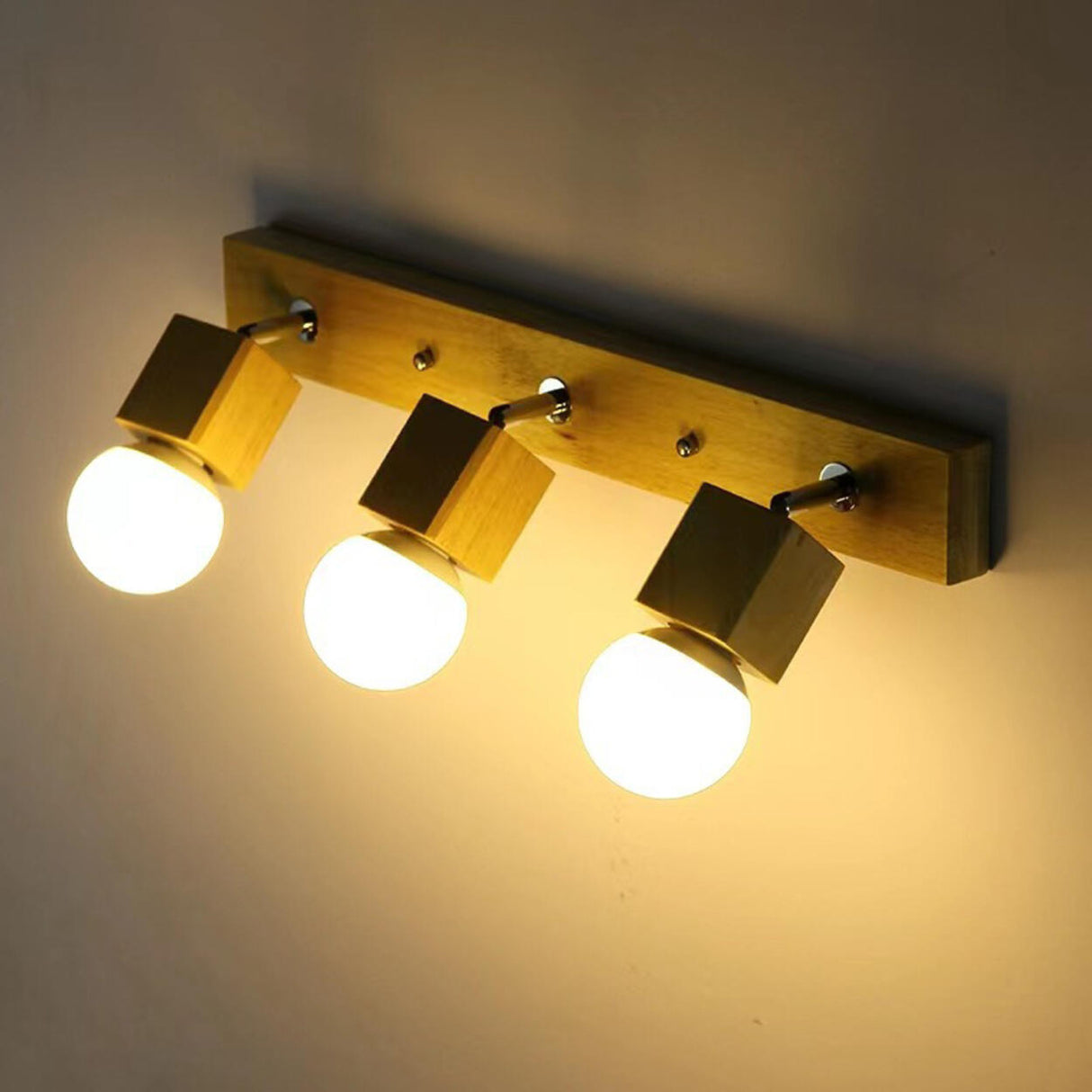 Modern 3-Light Wood Square Bathroom Vanity Light  Image - 9