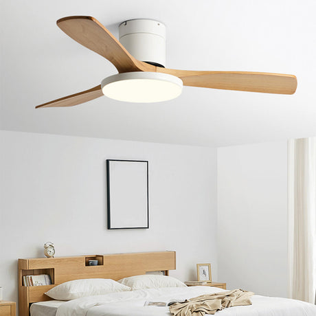 Modern 3 Solid Wood Blades Ceiling Fan with LED Light Image - 1