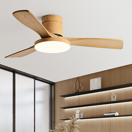 Modern 3 Solid Wood Blades Ceiling Fan with LED Light Image - 2