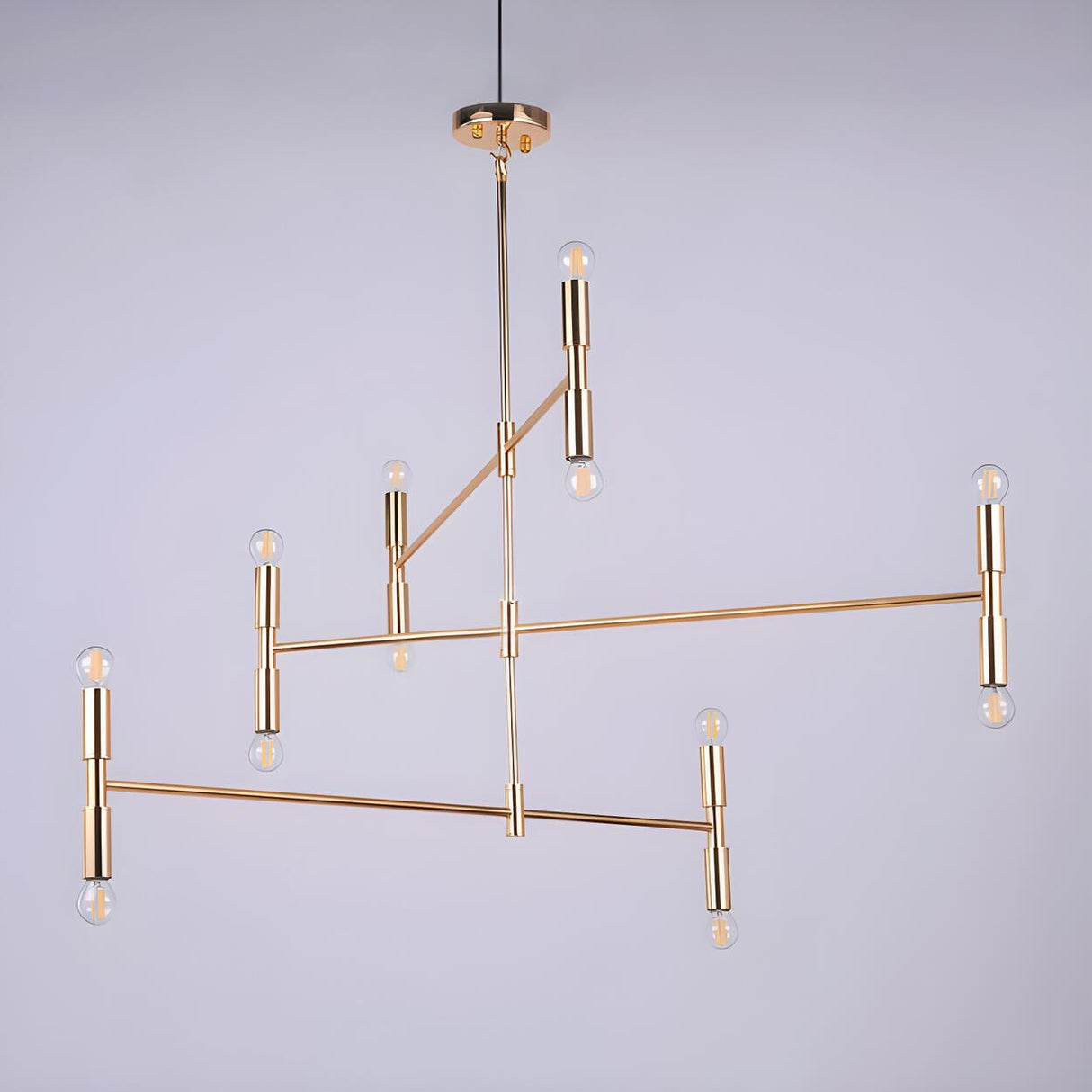 Modern 3 Tiers Linear Sputnik LED Pendant Chandelier Image - 3