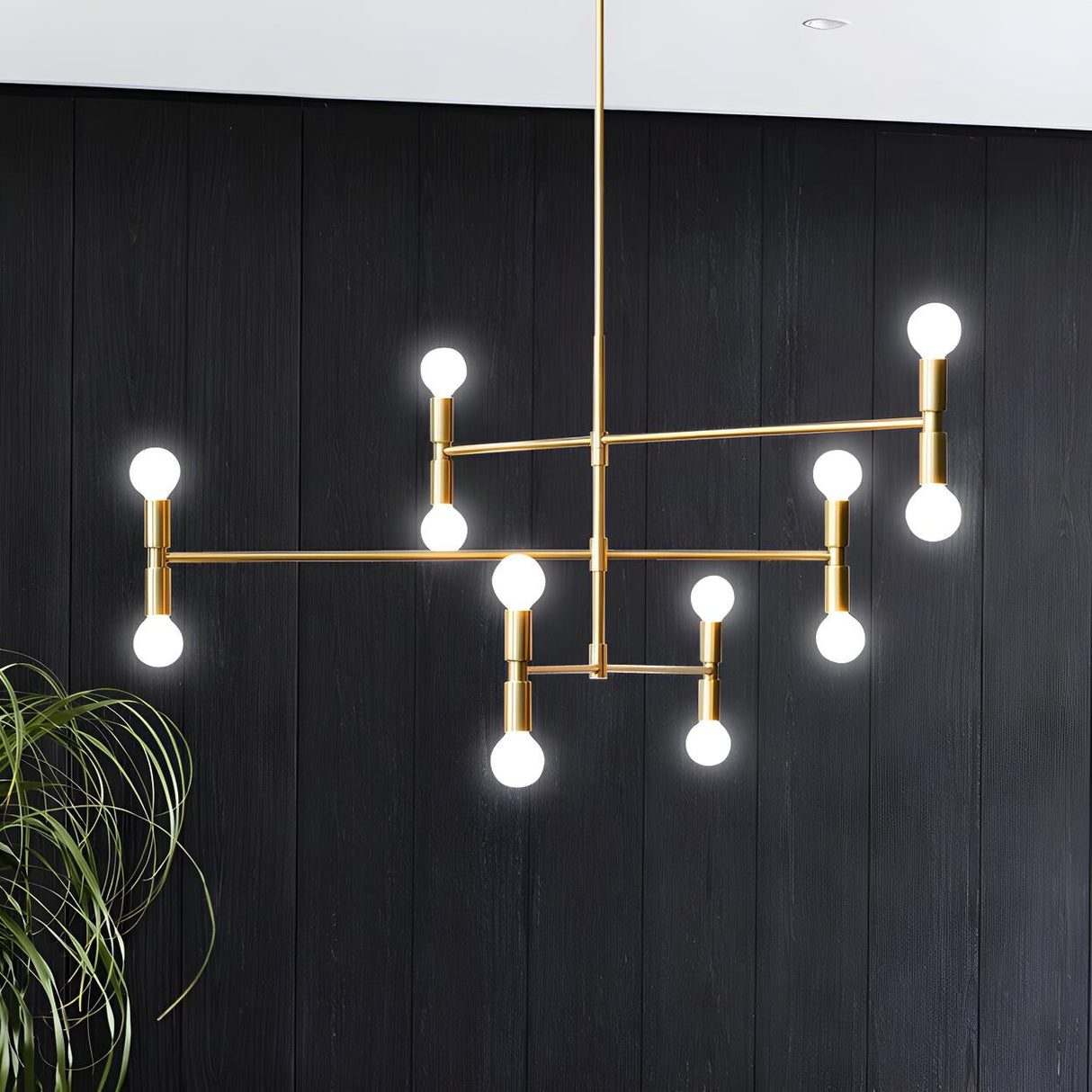 Modern 3 Tiers Linear Sputnik LED Pendant Chandelier Image - 4