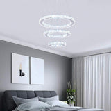 Modern 3 Tiers Rings Clear Crystal Pendant Light Chandelier Image - 2