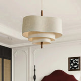 Modern 3 Tiers White Textile Round Chandelier  Image - 3