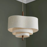 Modern 3 Tiers White Textile Round Chandelier  Image - 4