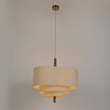 Modern 3 Tiers White Textile Round Chandelier  Image - 6