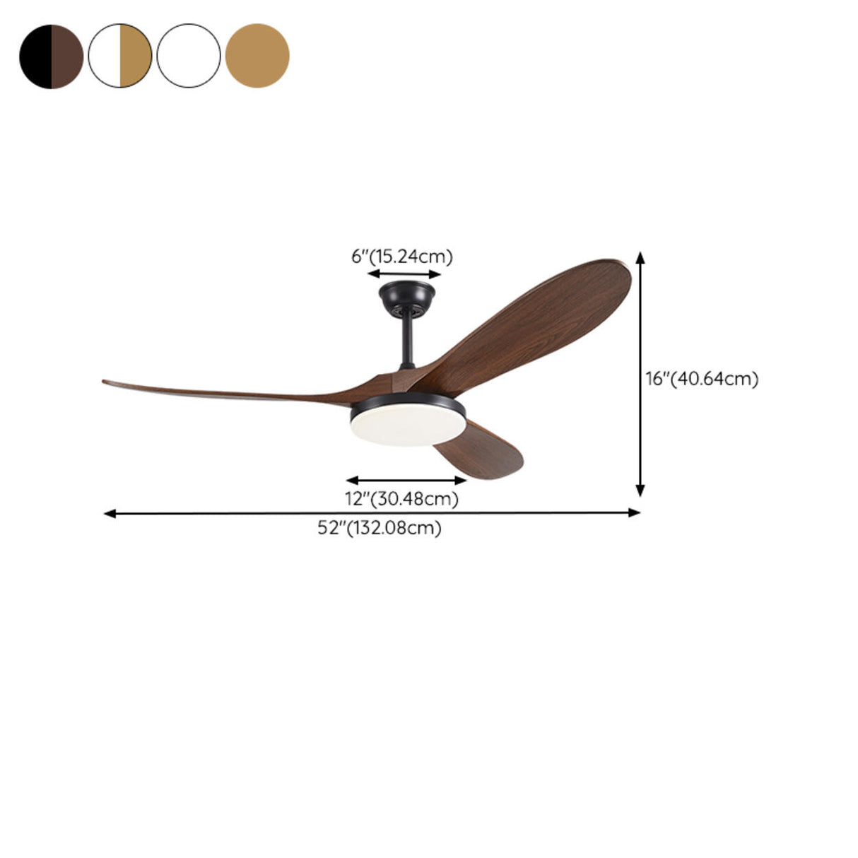 Modern 3 Wood Grain Blades Ceiling Fan with LED Light Image - 17