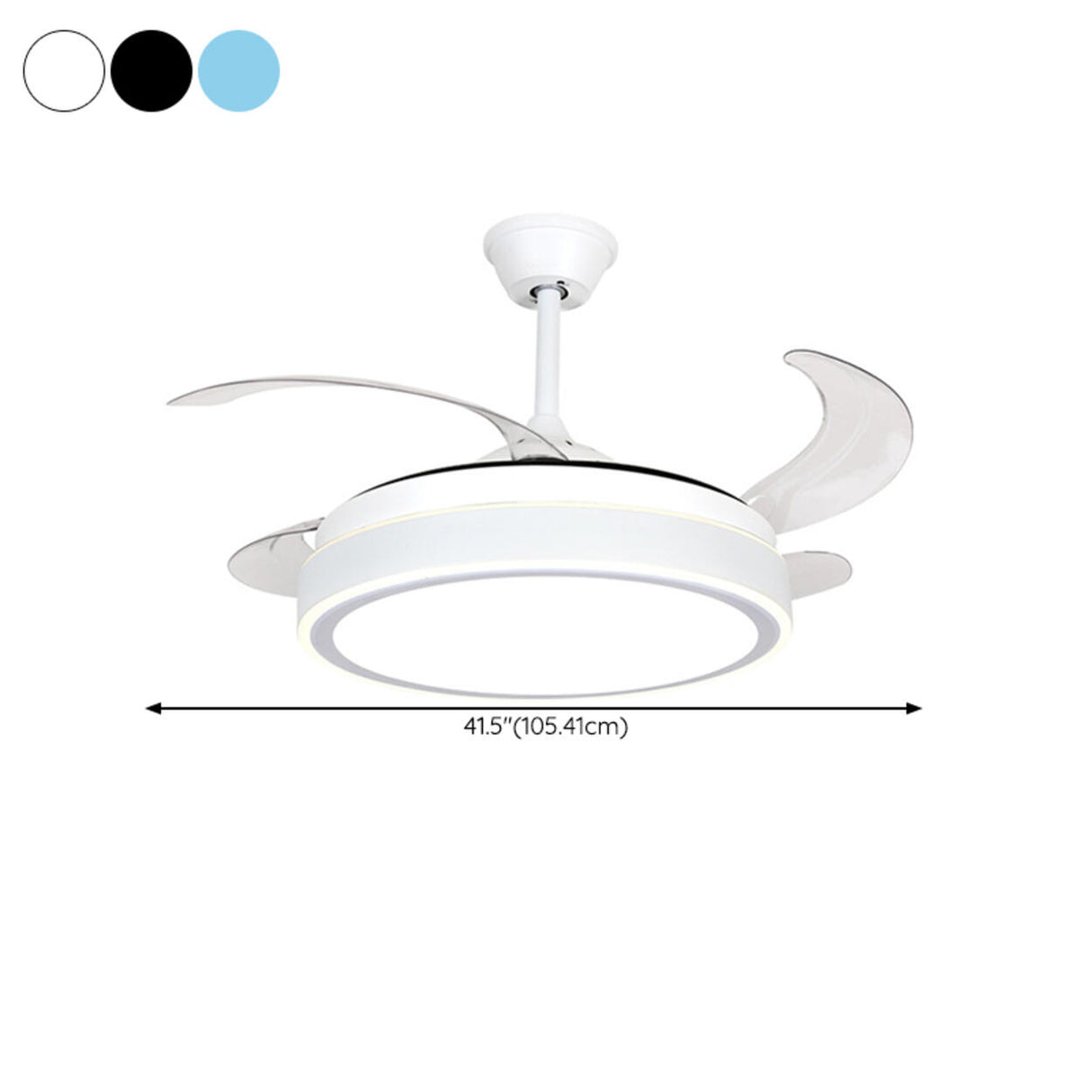 Modern 4 Blades Simple White Round Ceiling Fan Light 