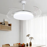 Modern 4 Blades Simple White Round Ceiling Fan Light Image - 3