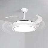 Modern 4 Blades Simple White Round Ceiling Fan Light Image - 6