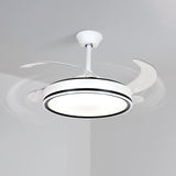 Modern 4 Blades Simple White Round Ceiling Fan Light Image - 7