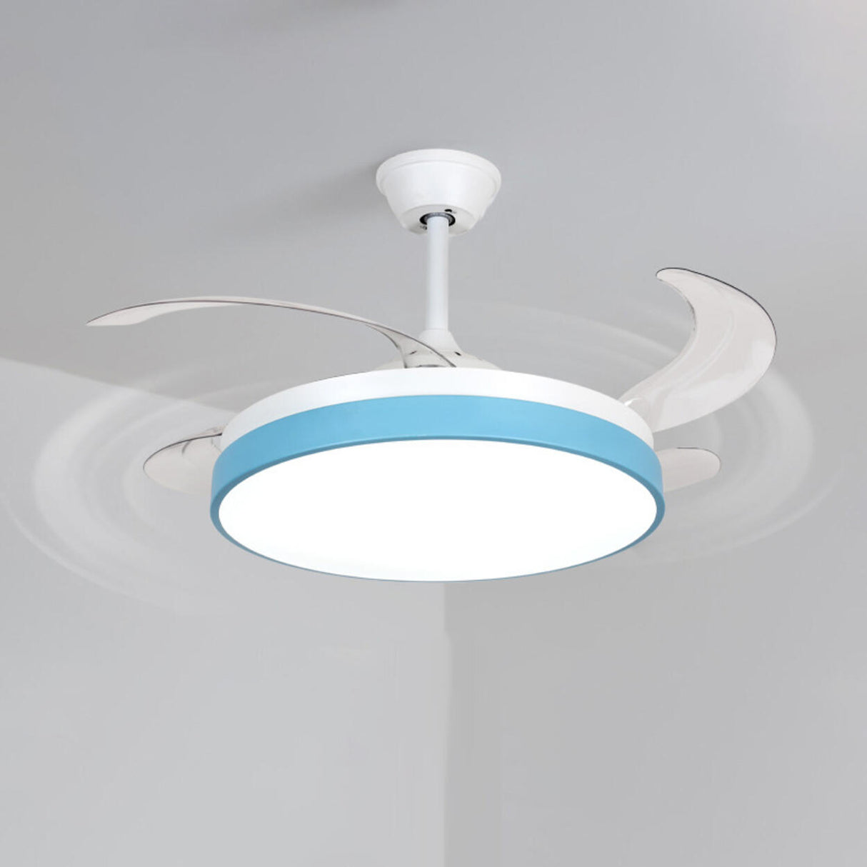 Modern 4 Blades Simple White Round Ceiling Fan Light Image - 8