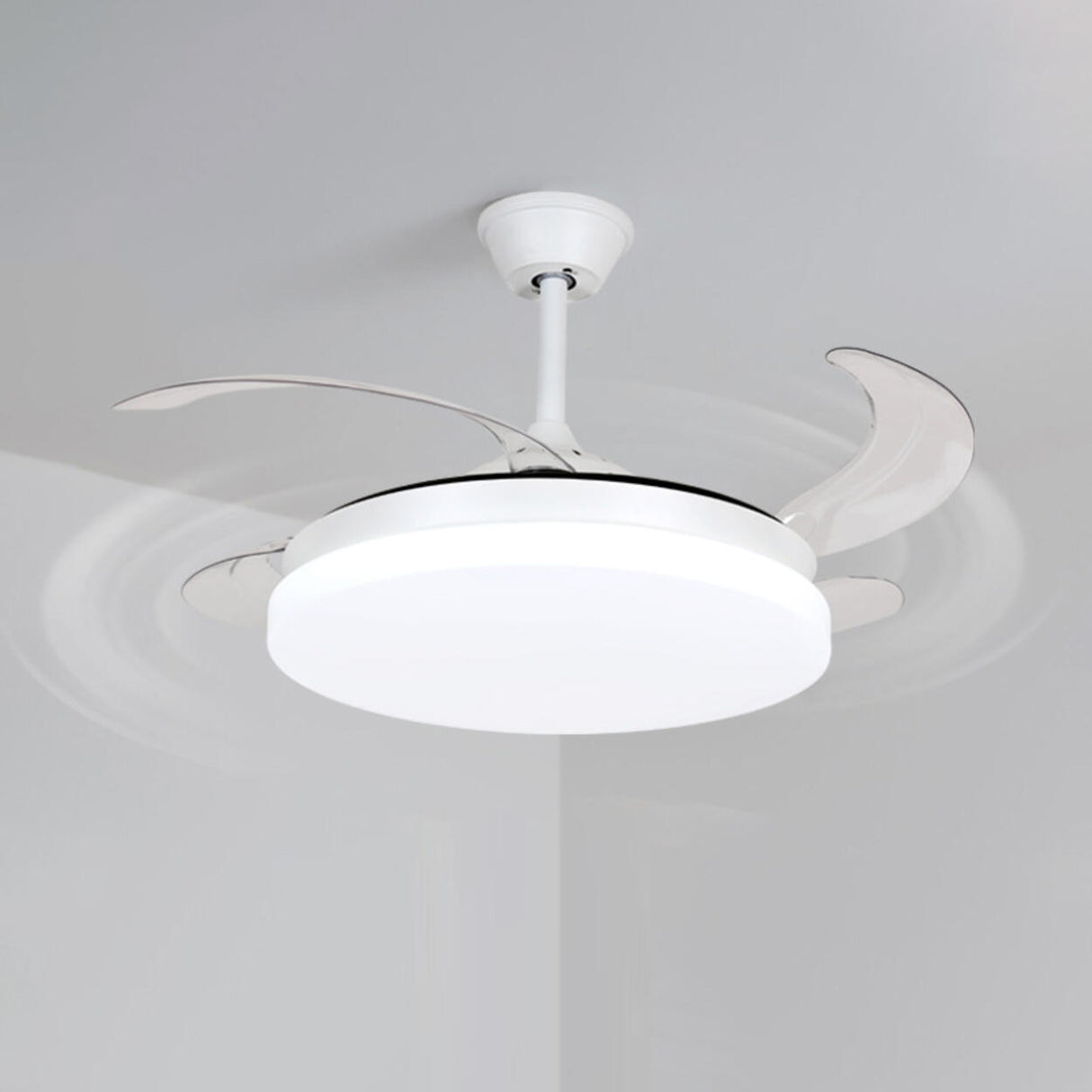 Modern 4 Blades Simple White Round Ceiling Fan Light Image - 9