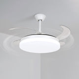 Modern 4 Blades Simple White Round Ceiling Fan Light Image - 9