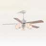 Modern 5 Blade Barrel Shade Chandelier Fan with Light Image - 11