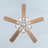 Modern 5 Blade Barrel Shade Chandelier Fan with Light Image - 14