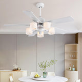 Modern 5 Blade Barrel Shade Chandelier Fan with Light Image - 18