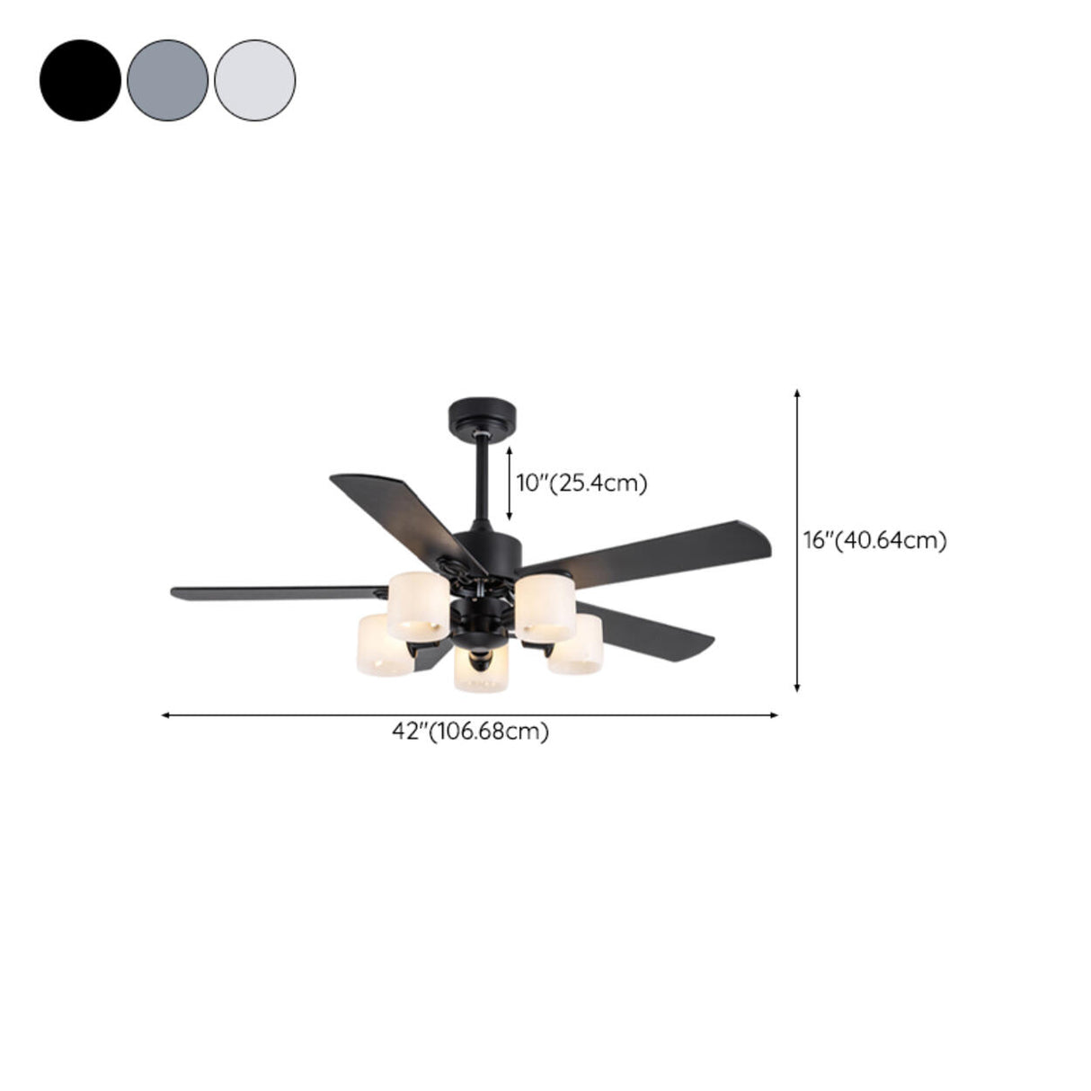 Modern 5 Blade Barrel Shade Chandelier Fan with Light Image - 23