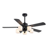 Modern 5 Blade Barrel Shade Chandelier Fan with Light Image - 9