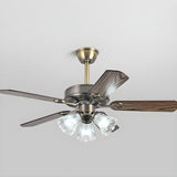 Modern 5 Blade Frosted Glass Shade Chandelier Fan Light Image - 16