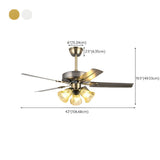 Modern 5 Blade Frosted Glass Shade Chandelier Fan Light Image - 21