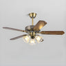 Modern 5 Blade Frosted Glass Shade Chandelier Fan Light Image - 6