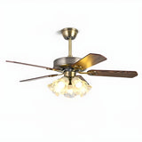 Modern 5 Blade Frosted Glass Shade Chandelier Fan Light Image - 8