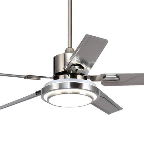 Modern 5 Blade Stainless Steel Ceiling Fan with Light Image - 2