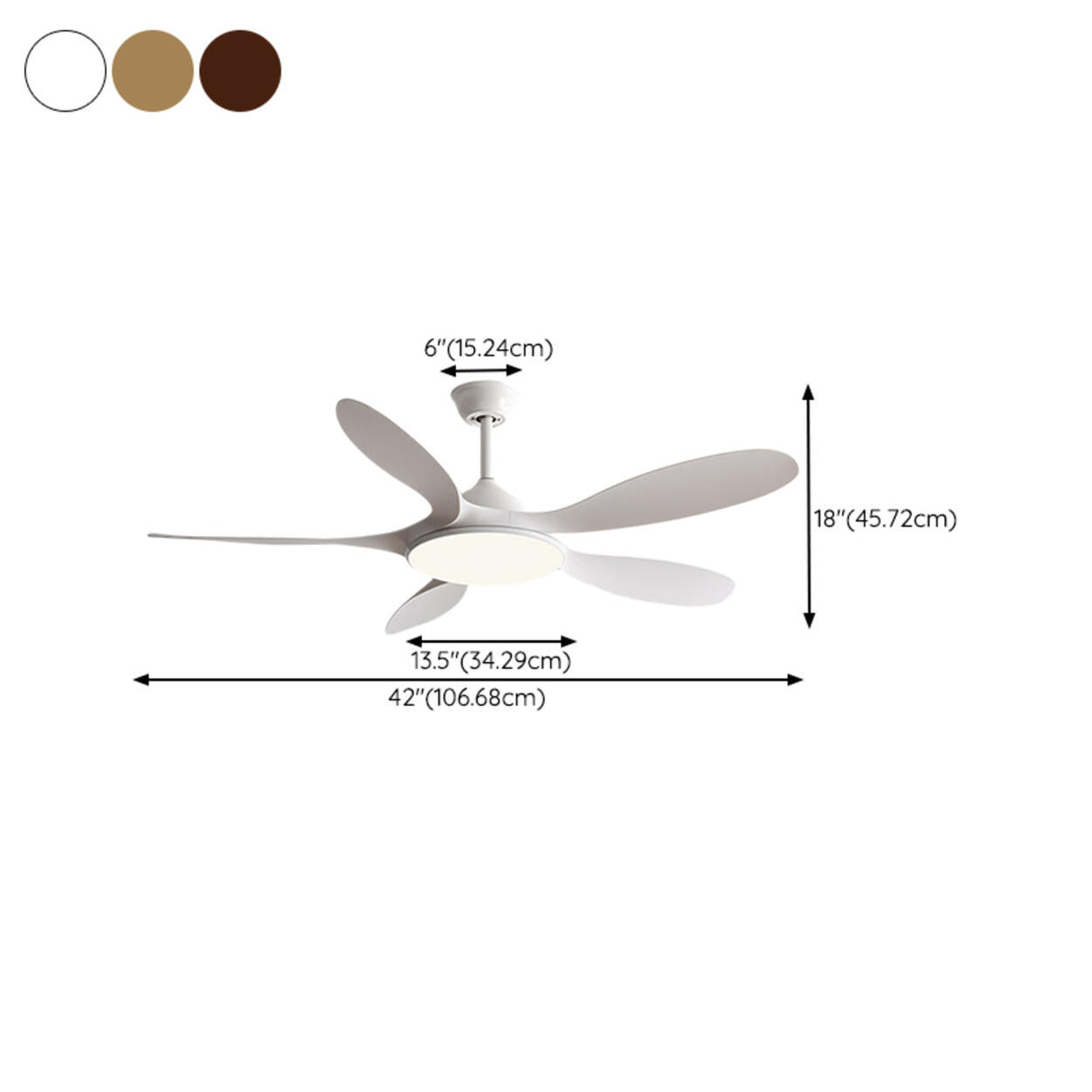 Modern 5-Blade Wooden Ceiling Fan with LED Light 